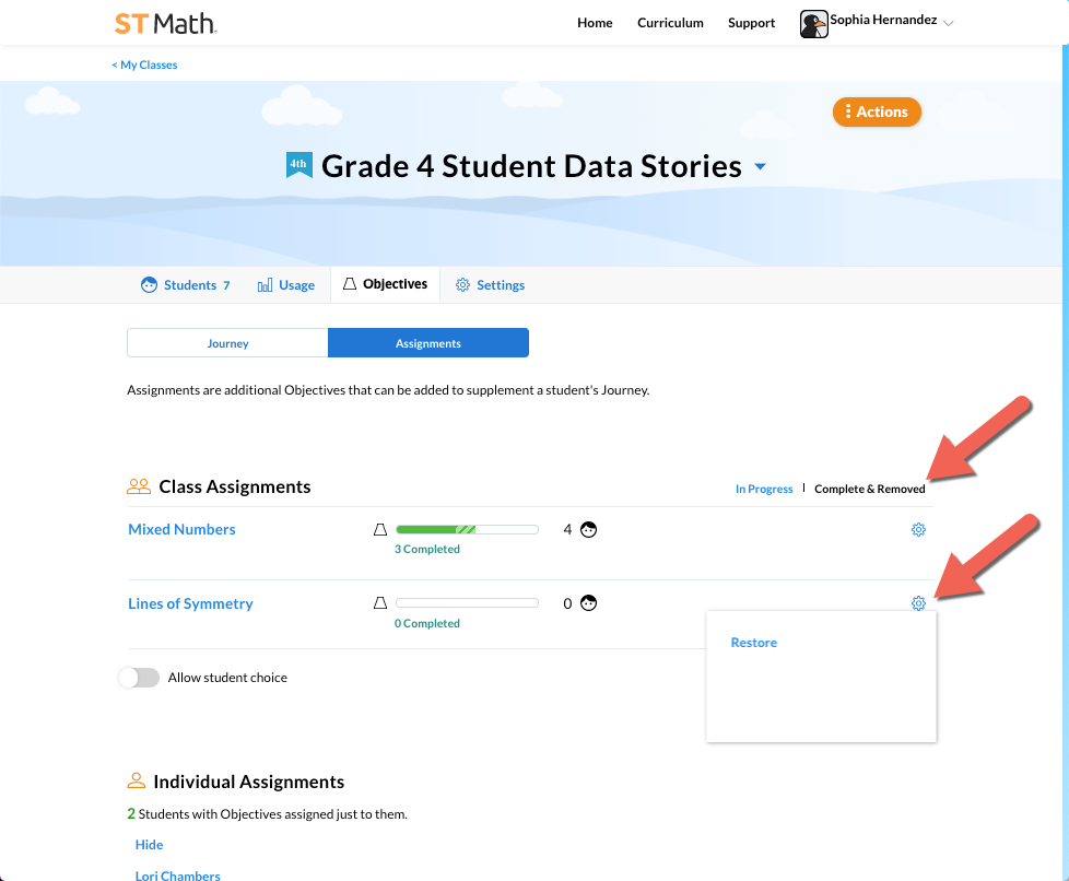 restore assignments